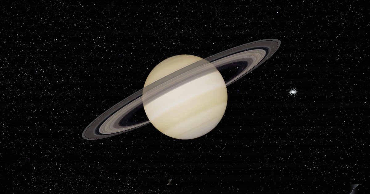 Saturn and its rings, rendered at real scale in GalaxySim 3D